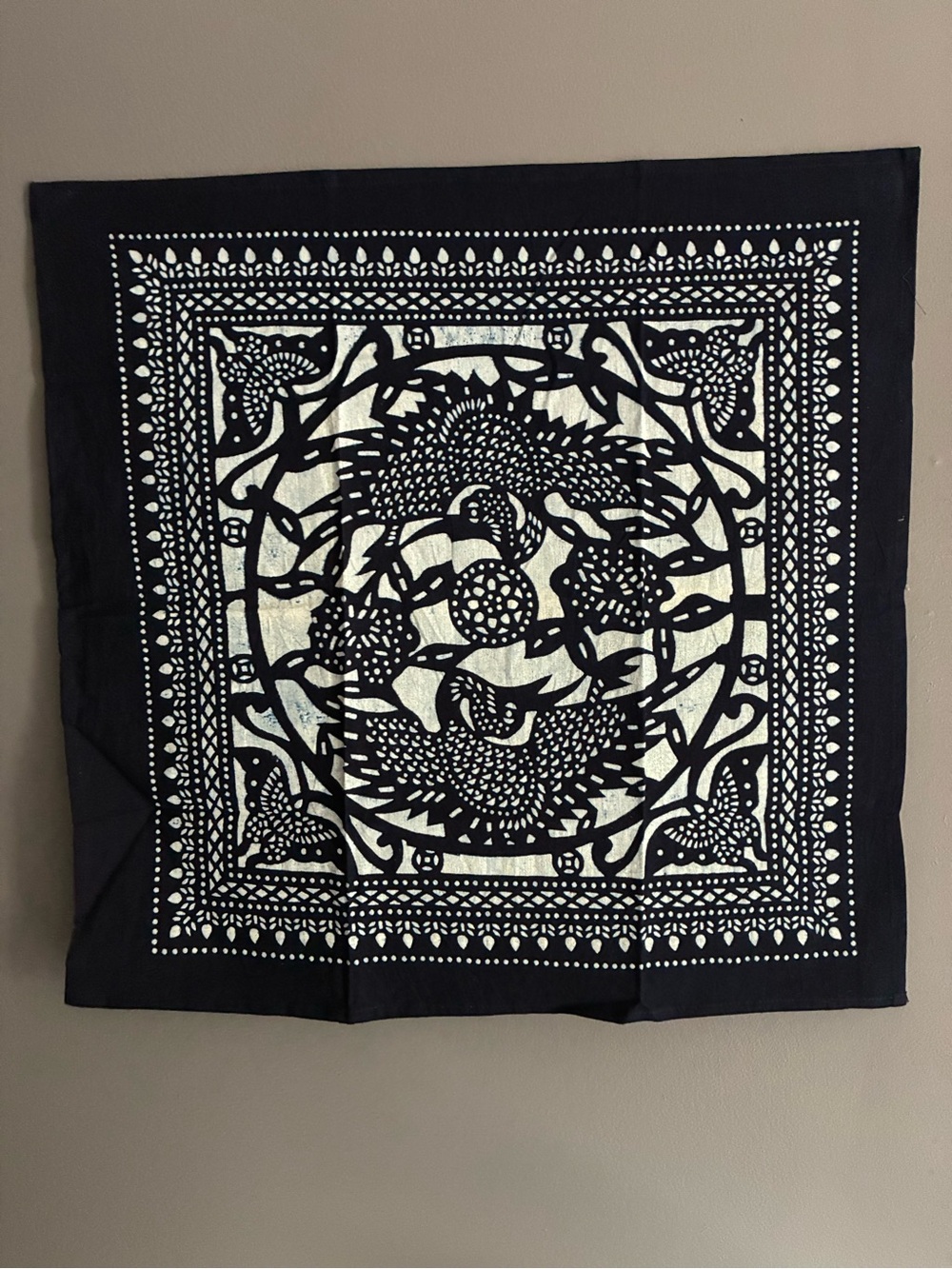 Batik Print Navy & white Scarf Handkerchief